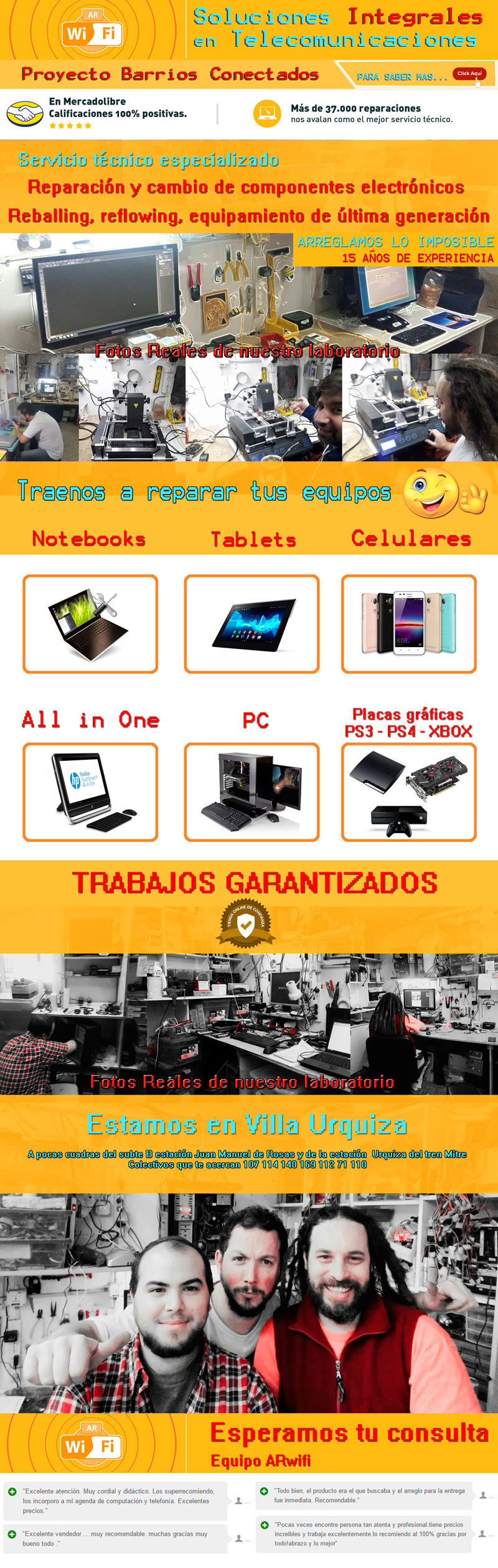 Servicio tecnico pc celulares tablets impresoras